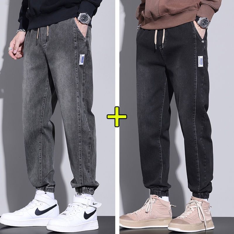 1+1 남자 청바지 봄 가을 남성 데님 하렘팬츠 추리닝끈 캐주얼 루즈핏 조거팬츠 봄가을 청바지 JXH 34,920원
