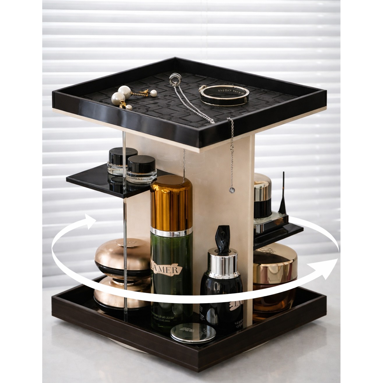 루엔코리아 360도 회전형 프리미엄 아크릴 화장대 화장품 정리함, 노블 블랙 48,980원