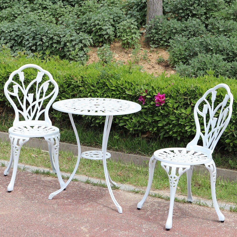 [국내배송] 소프트유가구 튤립주물2인세트 야외 펜션 테라스 테이블세트 214,000원