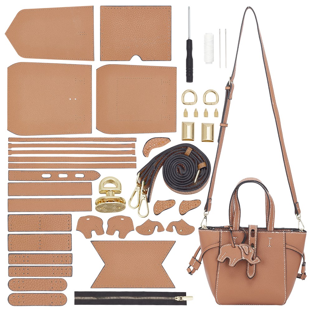 가죽 숄더 토트백 DIY 키트 크로스백 만들기 세트 핸드메이드 재료 패키지 코바늘 뜨개질 가방 부자재, 카멜 34, 1개 23,240원