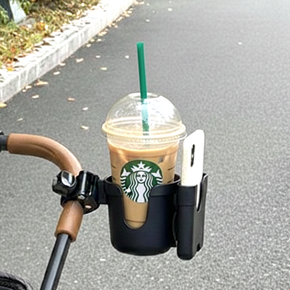 야오템 강력고정 핸드폰 유모차 컵홀더 2구, 1개, 블랙 10,000원