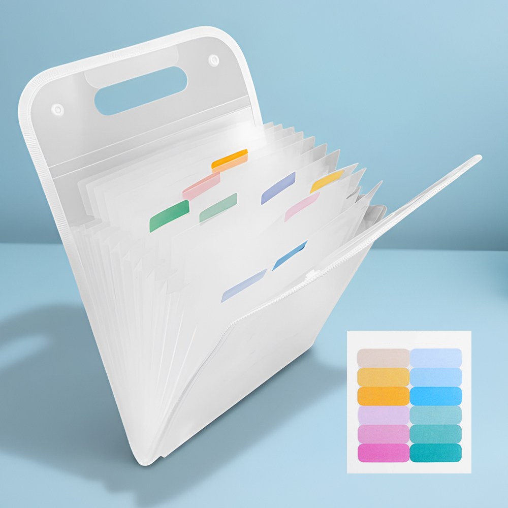 이지유 대용량 손잡이 아코디언 파일정리함 인덱스 포켓 A4 서류정리 13칸, 1개, 화이트 5,900원