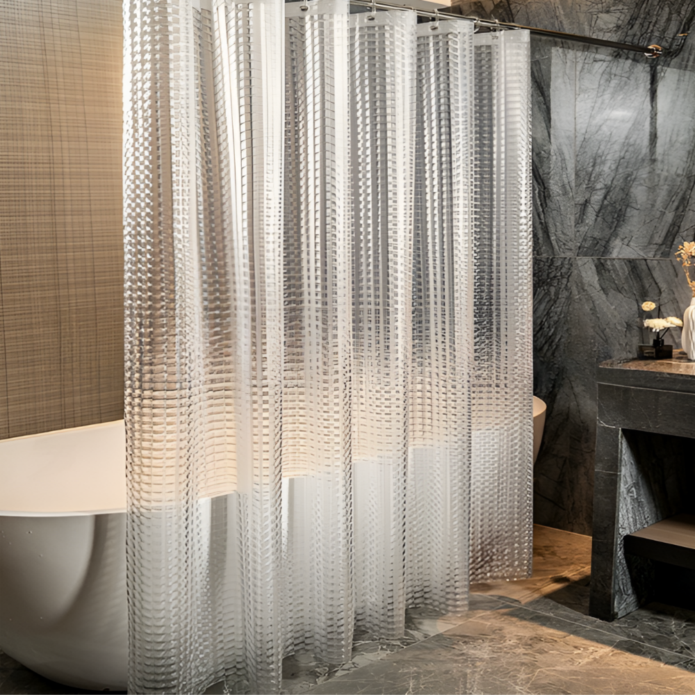 깔끔조아 반투명 글라스 방수 샤워 커튼 고리포함, 1개 7,500원