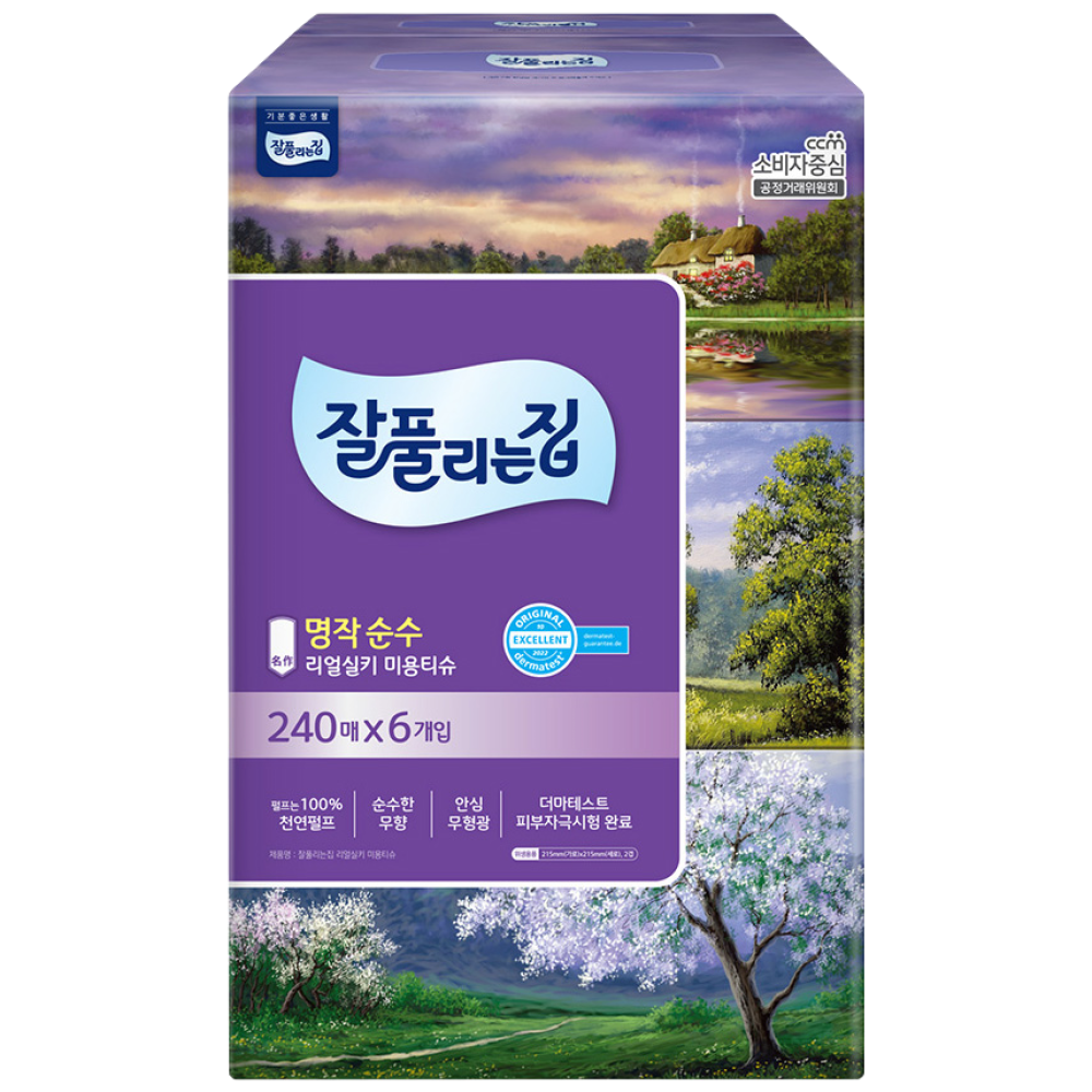 잘풀리는집 명작순수 미용티슈 240매 6입 1개, 240매, 6개 12,010원
