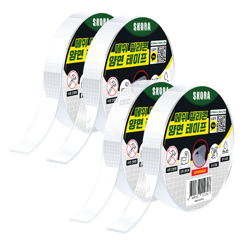 스코라 강력 메쉬 실리콘 다용도 양면 테이프 15mm x 3m, 4개 8,900원