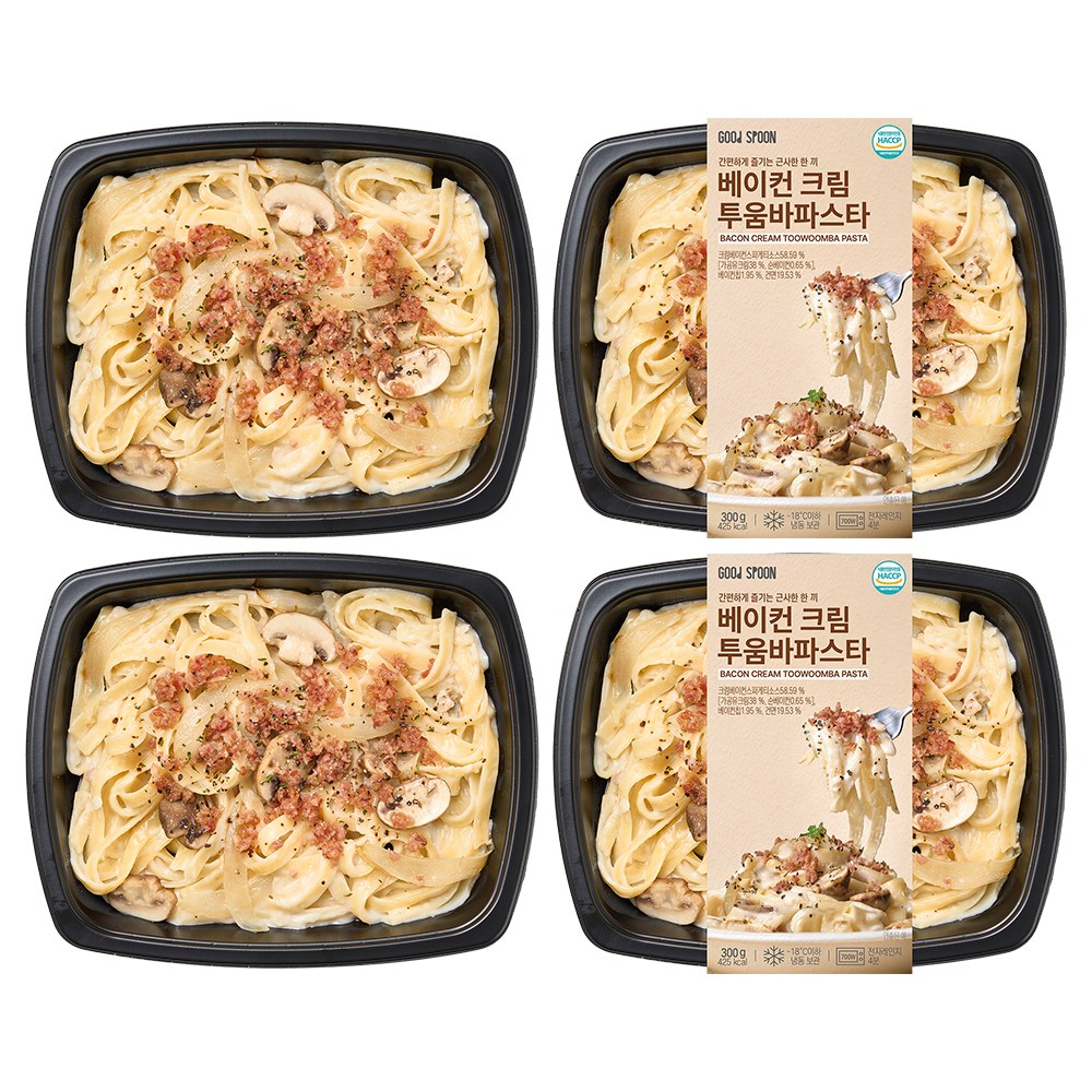 굿스푼 간편요리 베이컨 크림 투움바 파스타 까르보나라 맛있는 식단관리,(냉동), 4개, 300g 24,900원