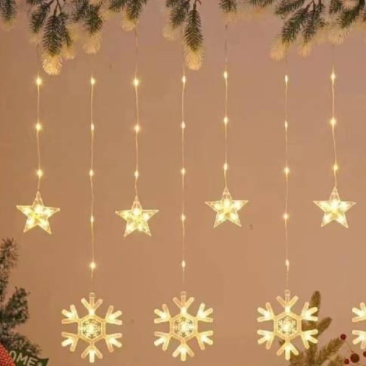 바이에스컴퍼니 크리스마스 커튼식 가랜드 LED 조명 모음 창문 줄전구 카페 거실 파티, 1개 22,900원