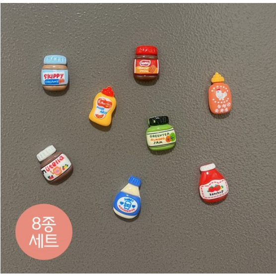 굿데이몰 냉장고 자석 마그네틱 마그넷 소스자석 곰돌이자석 베이커리자석 조약돌 감성 인테리어 소품, 01.소스 냉장고자석 8종1세트 4,800원