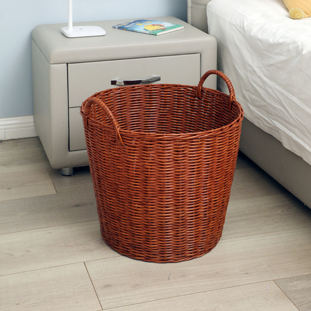 다용도 PP소재 라탄 빨래 바구니, 우드 18,000원