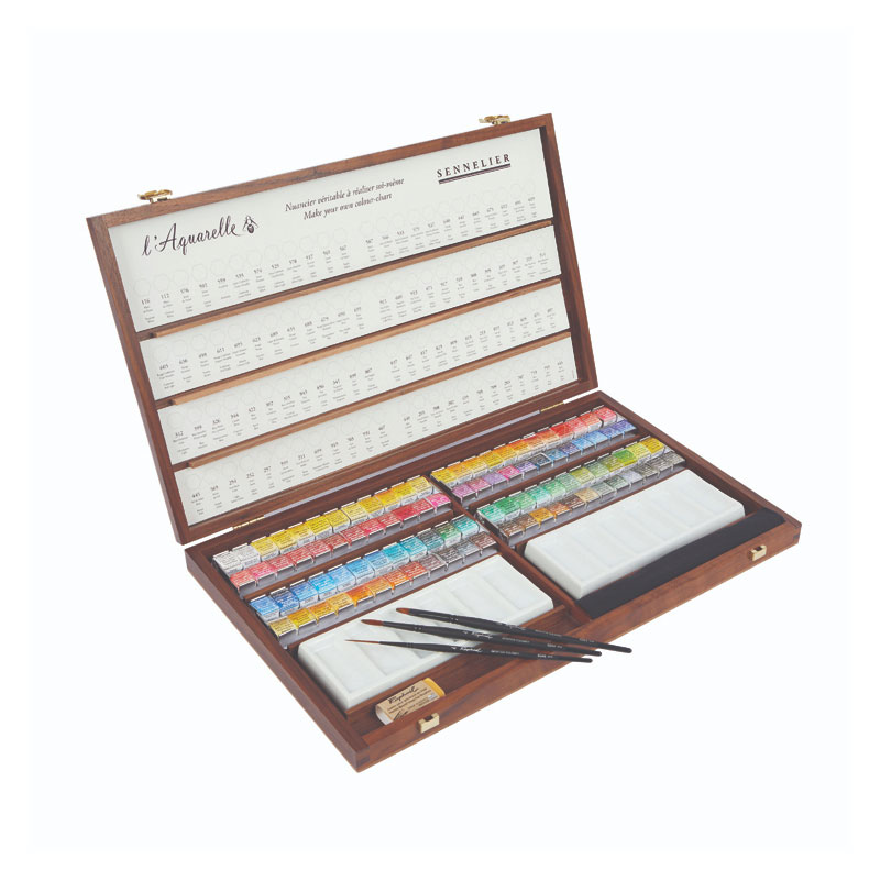 시넬리에 전문가용 최고급 수채고체케잌 수채물감 96색 우든박스 1,262,990원