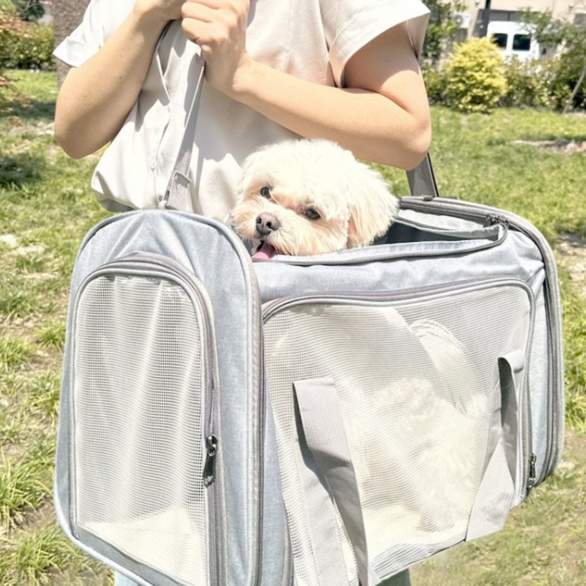 견행묘행 강아지 슬링백 산책가방 여름가방 기내용 이동가방 22,400원