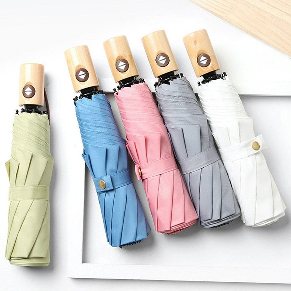 레이니데이 원목손잡이 3단 완전자동 우산 접이식 파스텔 우양산 UV차단 양산겸용 초경량 휴대용 우산 5,350원