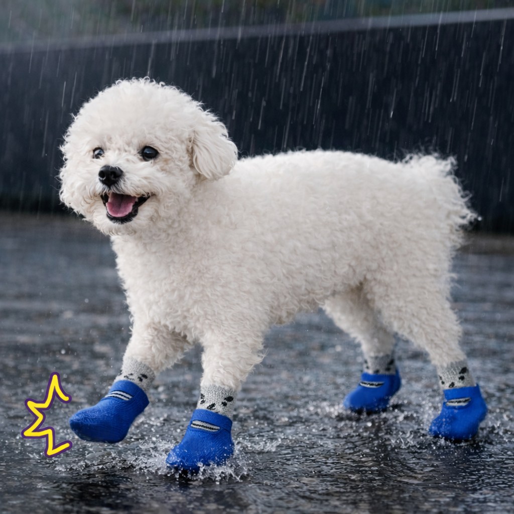 사니사니 강아지 미끄럼 방지 방수 양말 신발, 1개, 곰돌이블루 12,900원