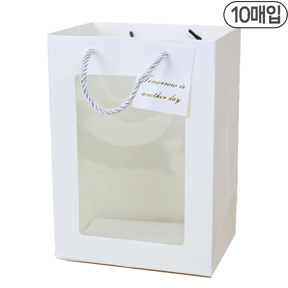 세모쇼핑백 선물용 투명창 쇼핑백 윈도우 종이가방 답례품 종이백 꽃다발 화분쇼핑백, @10매입@, 화이트 9,800원