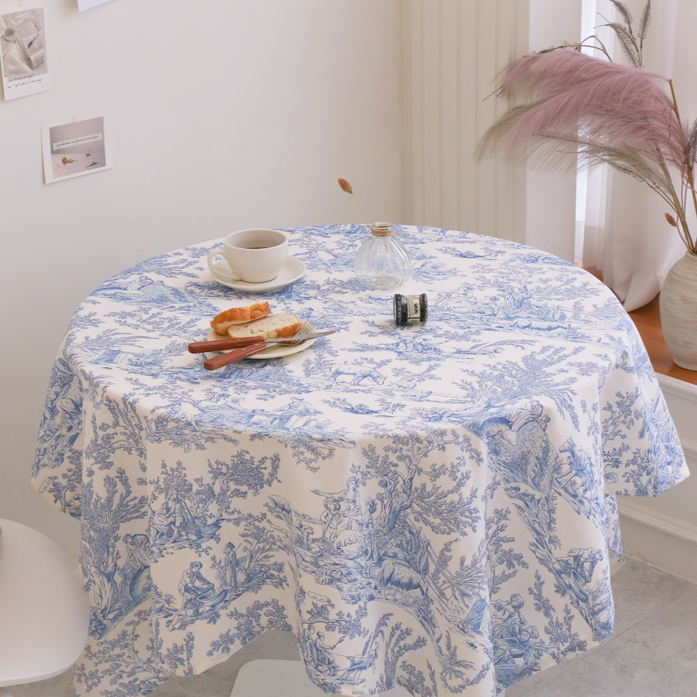 포홈 핸드메이드 사브레 뜨왈 린넨 테이블보, 사브레블루, 1개, L(120 x 150 cm) 53,470원