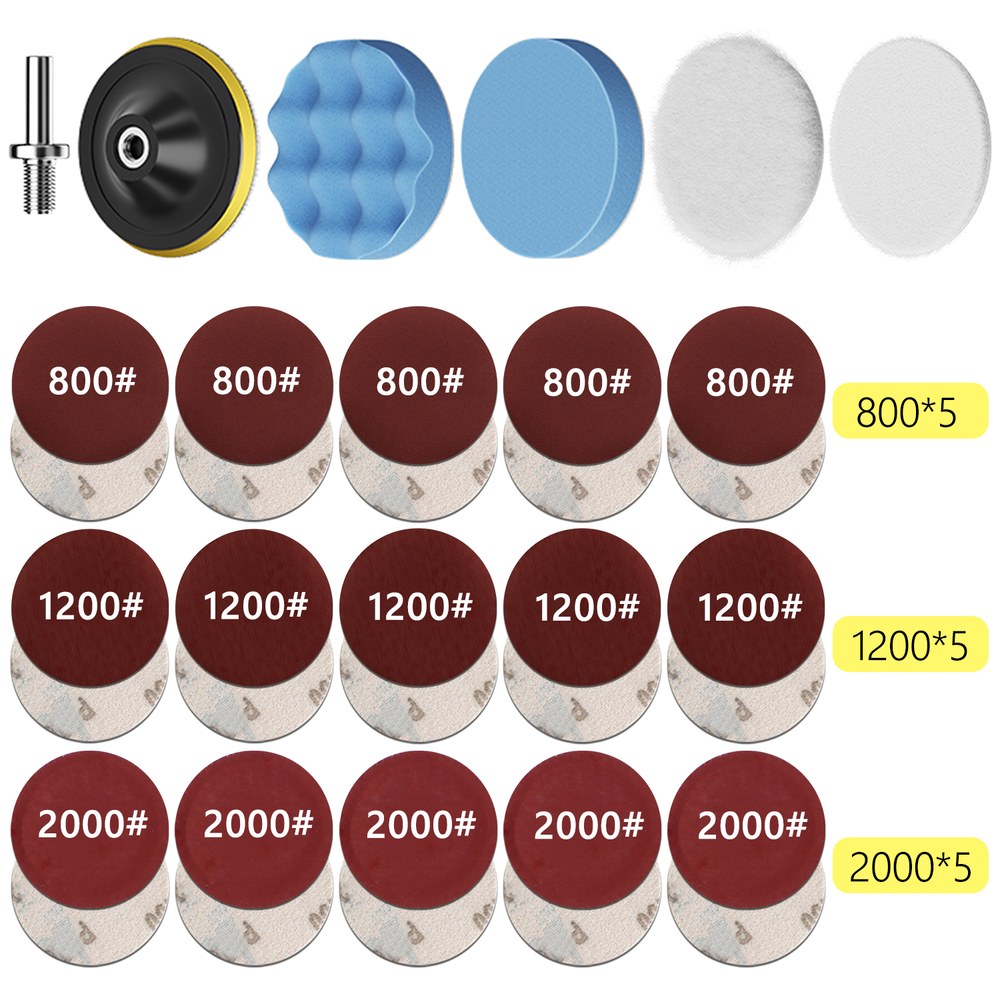 차량 광택 패드 소모품 자동차 디테일링 디스크 왁싱 스폰지 키트 M10 드릴 어댑터 기 헤드라이트 복원용 사포 3 인치 16,300원