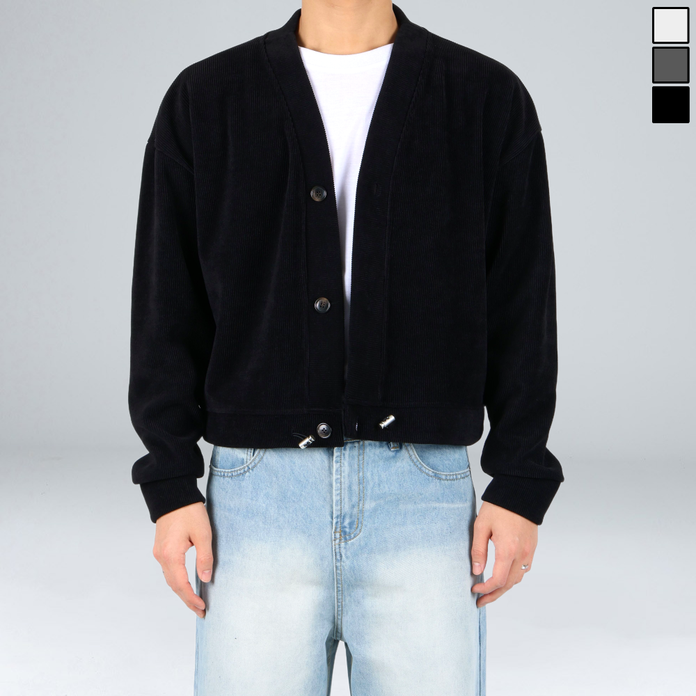 이황에프엔씨 남성용 크롭 밑단 스트링 버튼 가디건 (6556-1) 57,500원