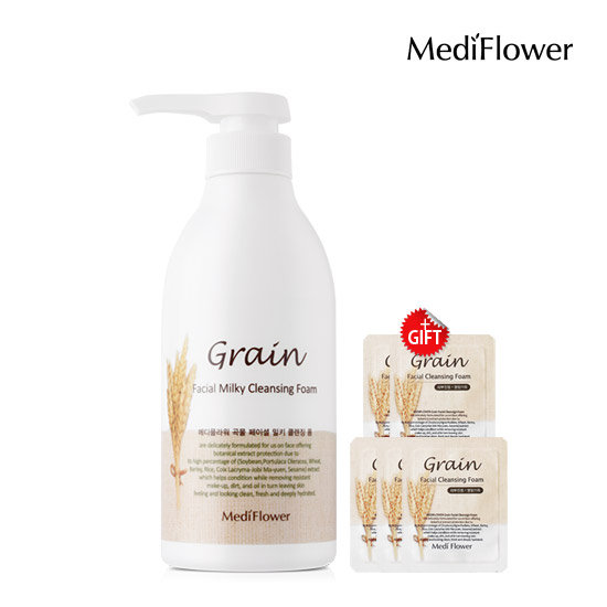 [메디플라워] 대용량 곡물 페이셜 밀키 클렌징폼 500ml+파우치5매 10,900원