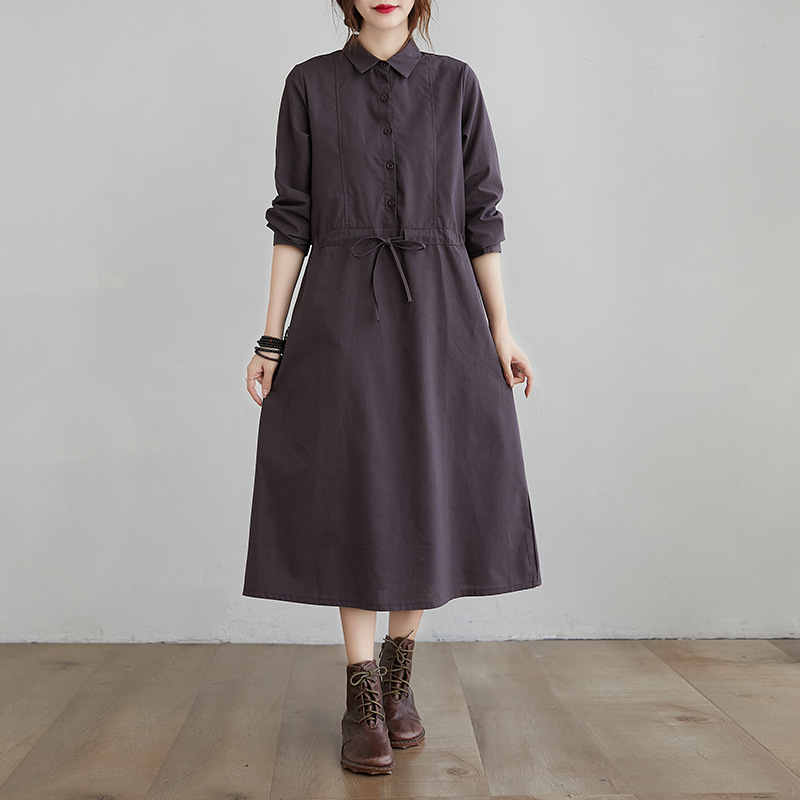 DODLXL 빅사이즈 여성 린넨원피스 긴팔 셔츠원피스 16,400원