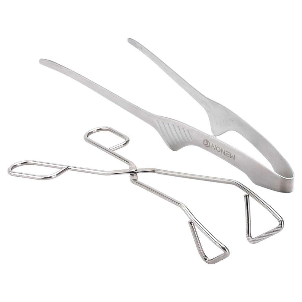 노뉴 캠핑주방 스테인리스 가위형 집게 + 핀셋형 요리집게 세트, 실버, 1세트 6,290원