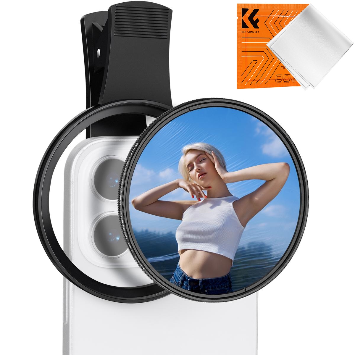 K&F Concept (KF01.2901) 스마트폰 클립온필터 홀더클립 (67mm) + 67mm 가변 ND2-32 필터 Cellphone Clip-On Holder +ND2-32 44,500원