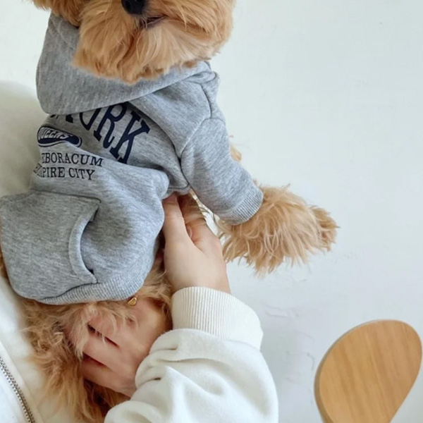 비비독 NEWYORK 기모후드티 강아지 패딩 올인원 하네스 겨울옷 기모안감, 1개, 그레이 9,900원
