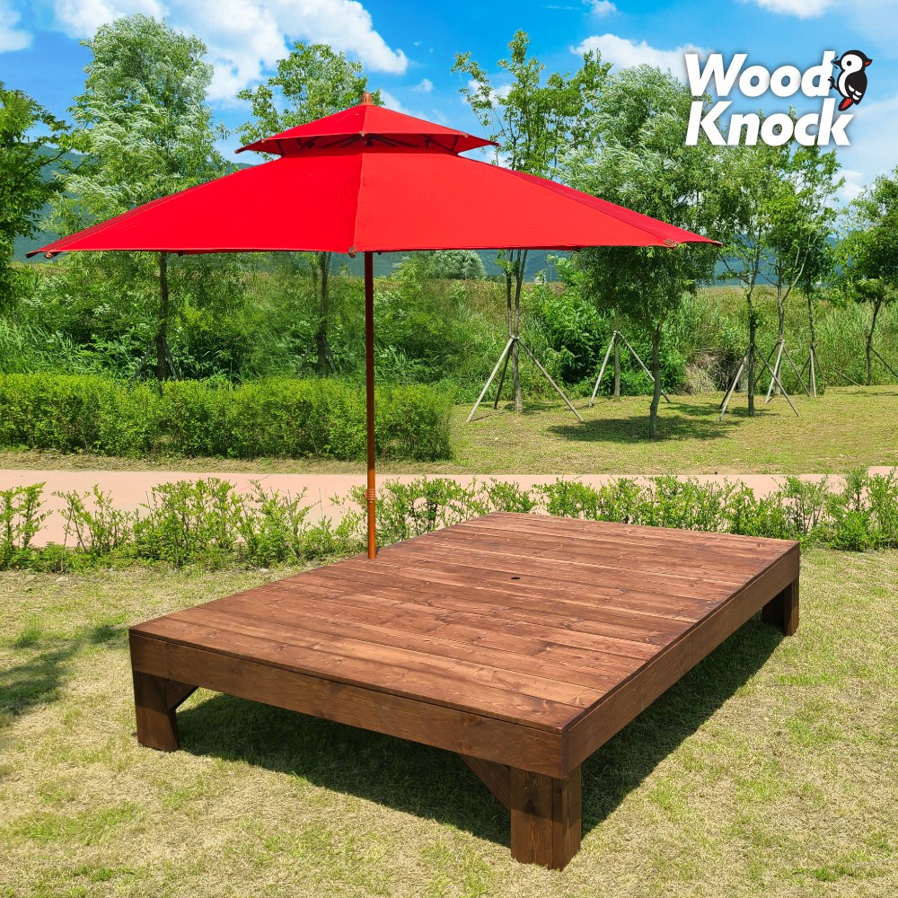 미엔우드 야외 원목 평상 실내 원목 테이블 데크 정자 DIY 조립식 무도색 595x595, 월넛색 64,000원