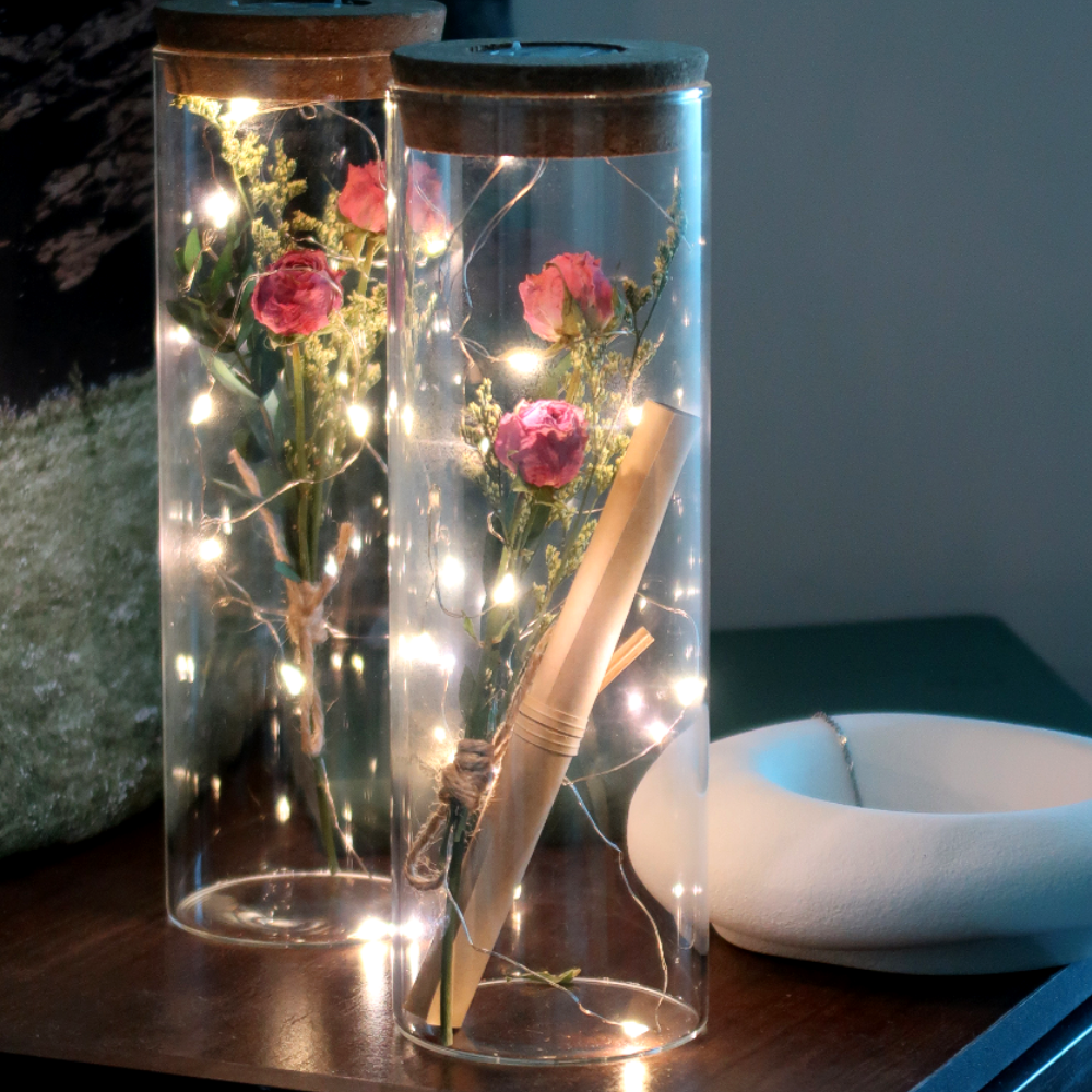 셀루미스 진짜 꽃 LED 무드등 유리병 편지지 세트 장미 무드등 선물 기념일, 1개, 분홍장미 17,900원