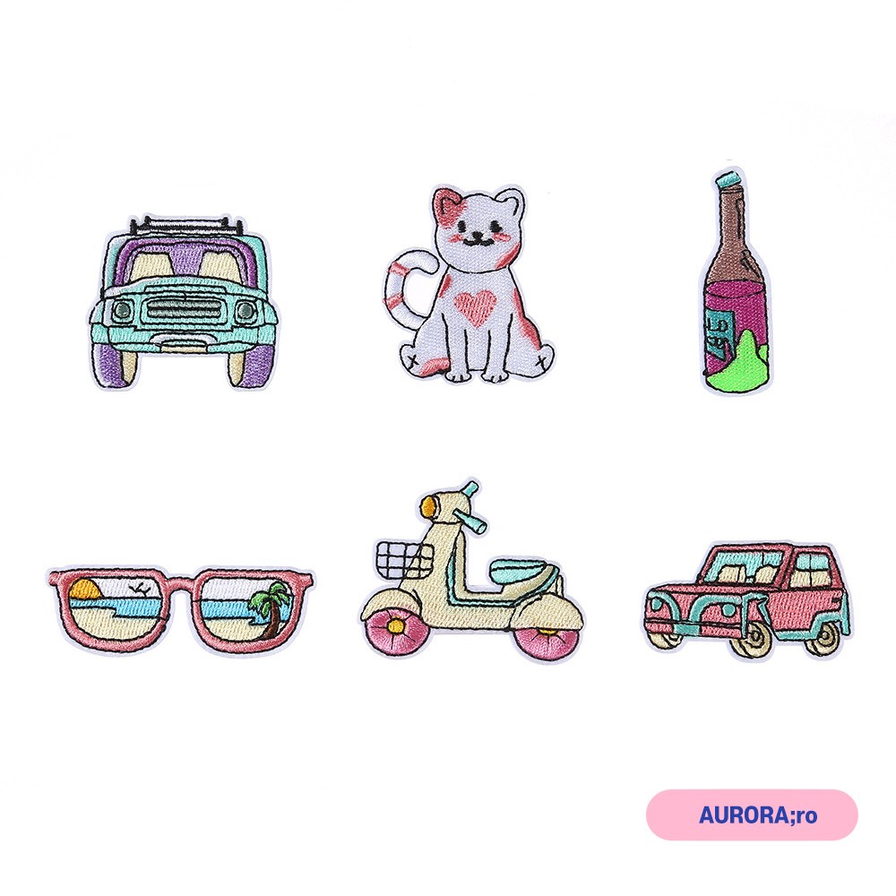 오로라로 열접착식 와펜 옷 자수 패치 일러스트시리즈, 1개, 파스텔 6종 12,090원