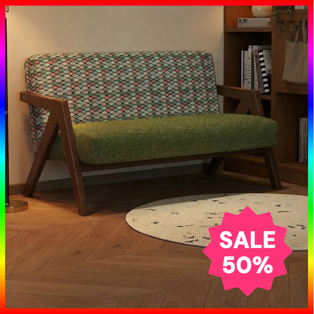 우암가구 빈티지 원목소파 라운지소파 안락의자 카페 거실 미드센추리 호텔, 체크그린(우드)/115cm 228,000원