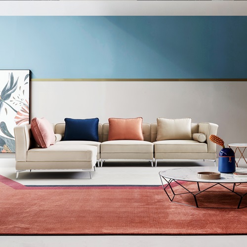 르브로 에코 이지클린 기능성 방수 패브릭 4인 코너모듈형 소파 (등쿠션 4개 ,원통쿠션2개 포함) 3,380,000원