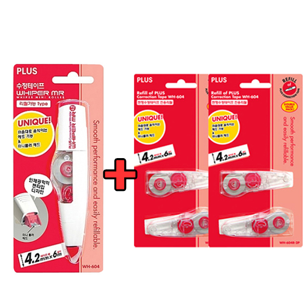 플러스 펜형 수정테이프 + 리필세트  WH-604 수정테이프 1개 + 리필(2P) 2개 필기수정테이프 9,400원