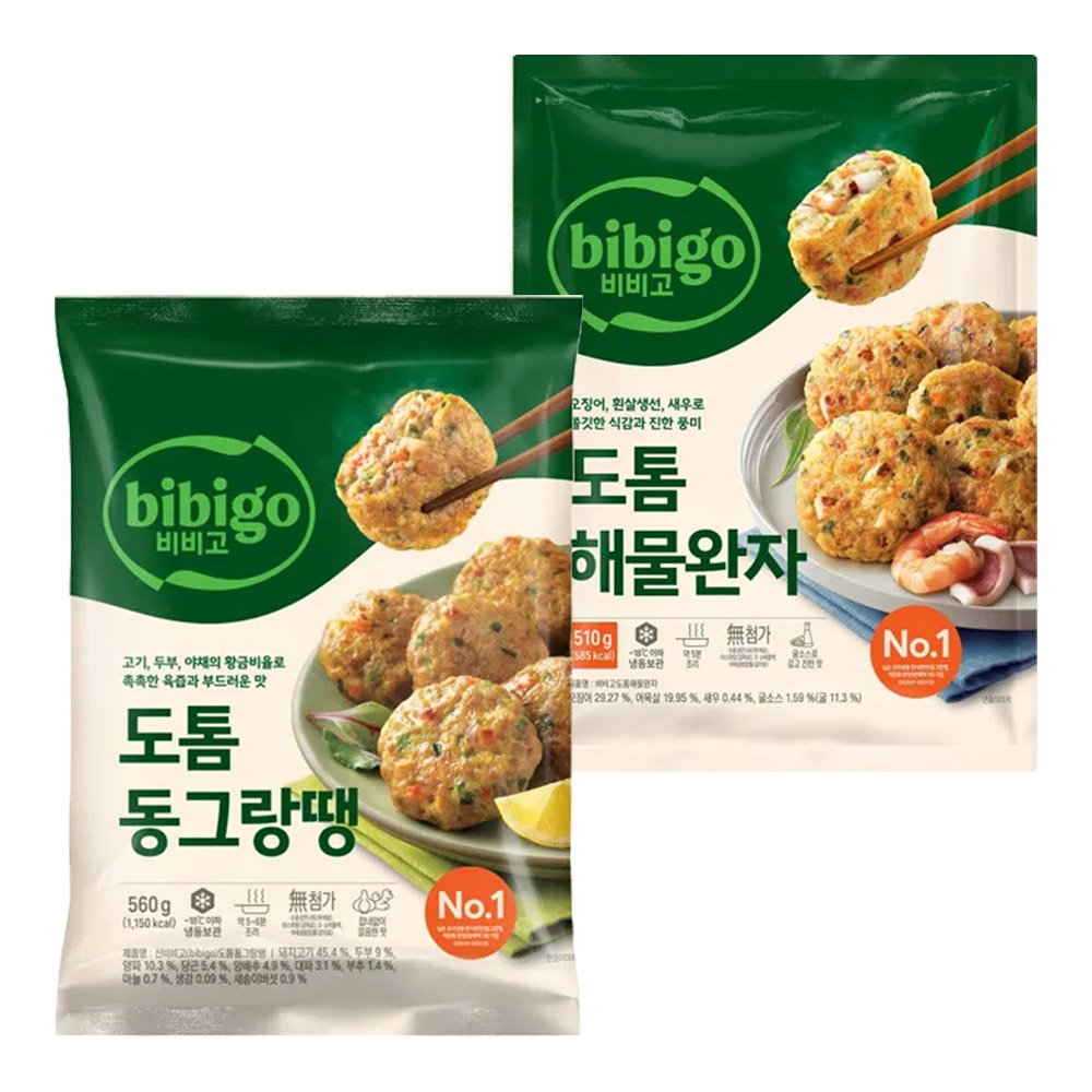 CJ 비비고 도톰동그랑땡 560g + 도톰해물완자 510g, 1세트, 1.07kg 16,980원