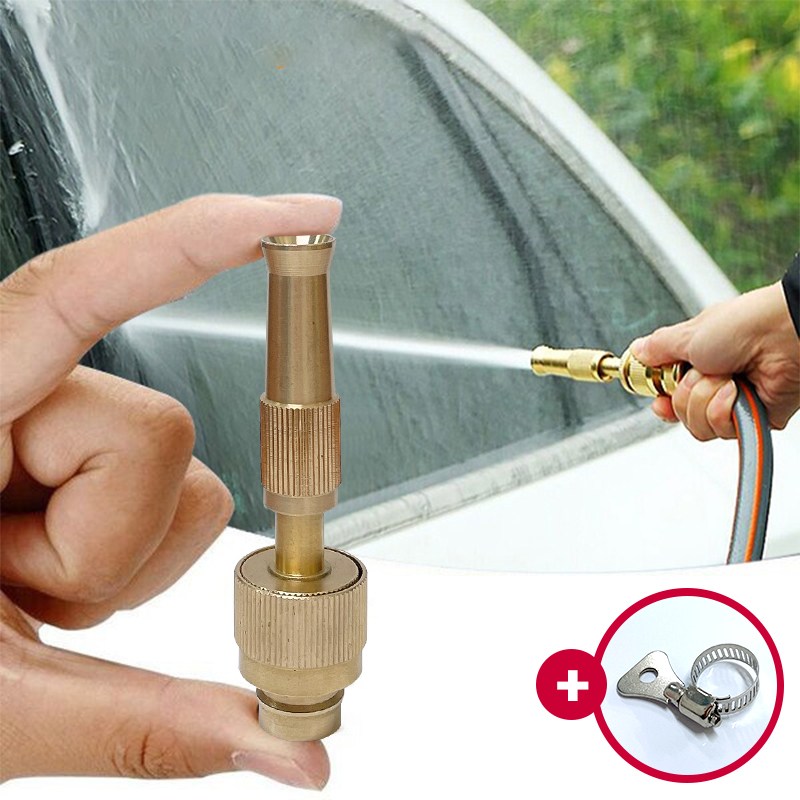 황동분사기 신주 워터건 스프레이 호스 고압 초강력 세차 세척 터보 직수 분사 수도꼭지 분무기 원예 물청소, 1개, 신주분사기 4,490원