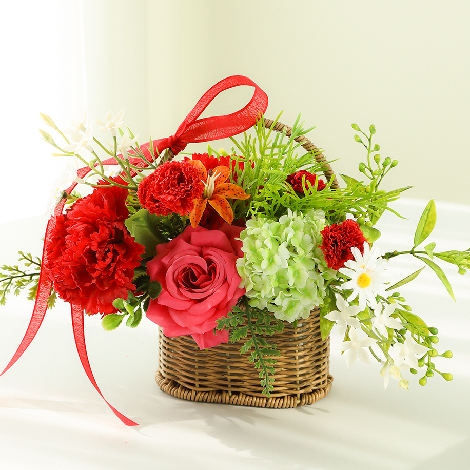뷰티풀데코센스 생화같은조화 꽃바구니 카네이션, 레드, 1개 24,900원