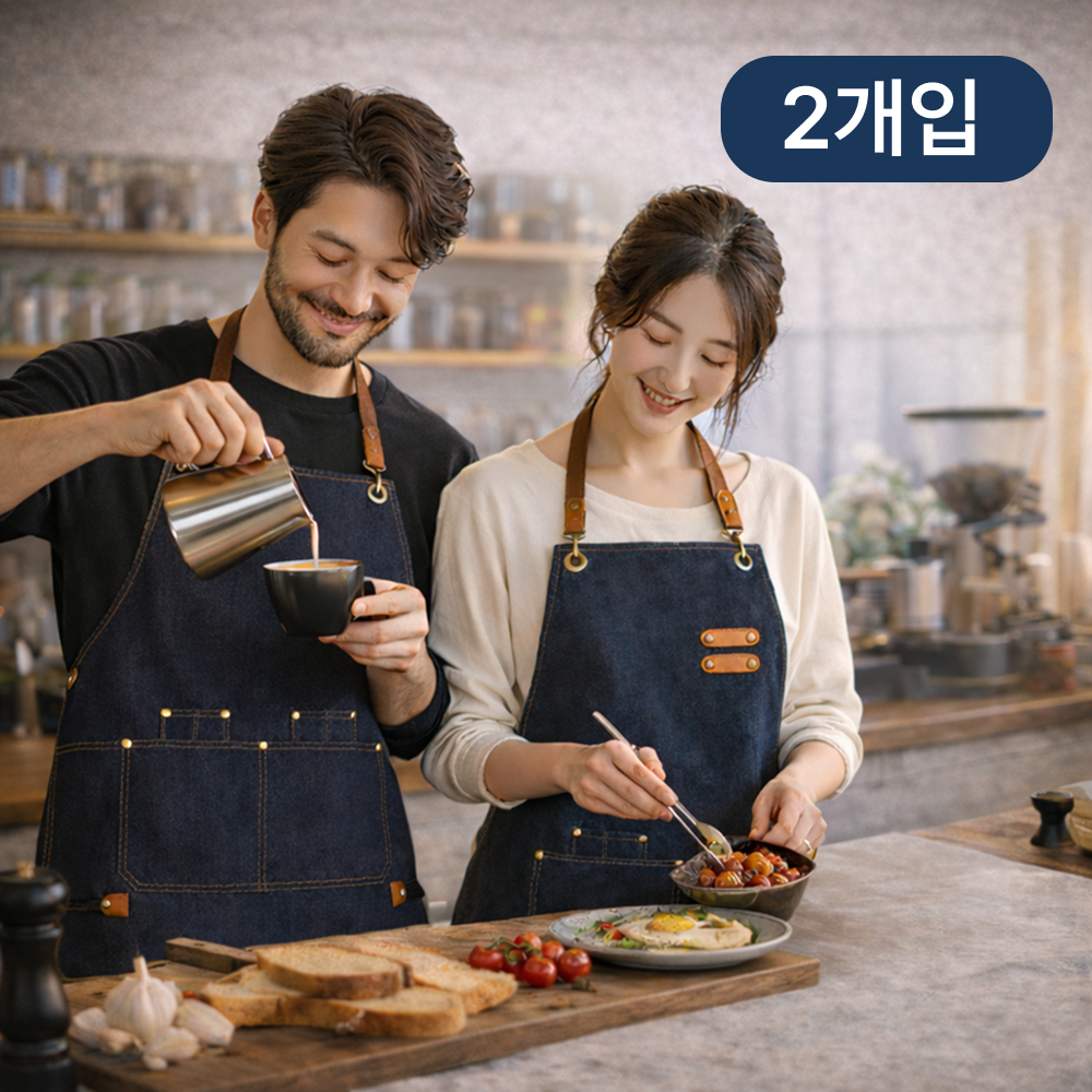 오브렌 카페 공방 캔버스 데님 재질 생활 방수 앞치마, 2개, 네이비 26,900원