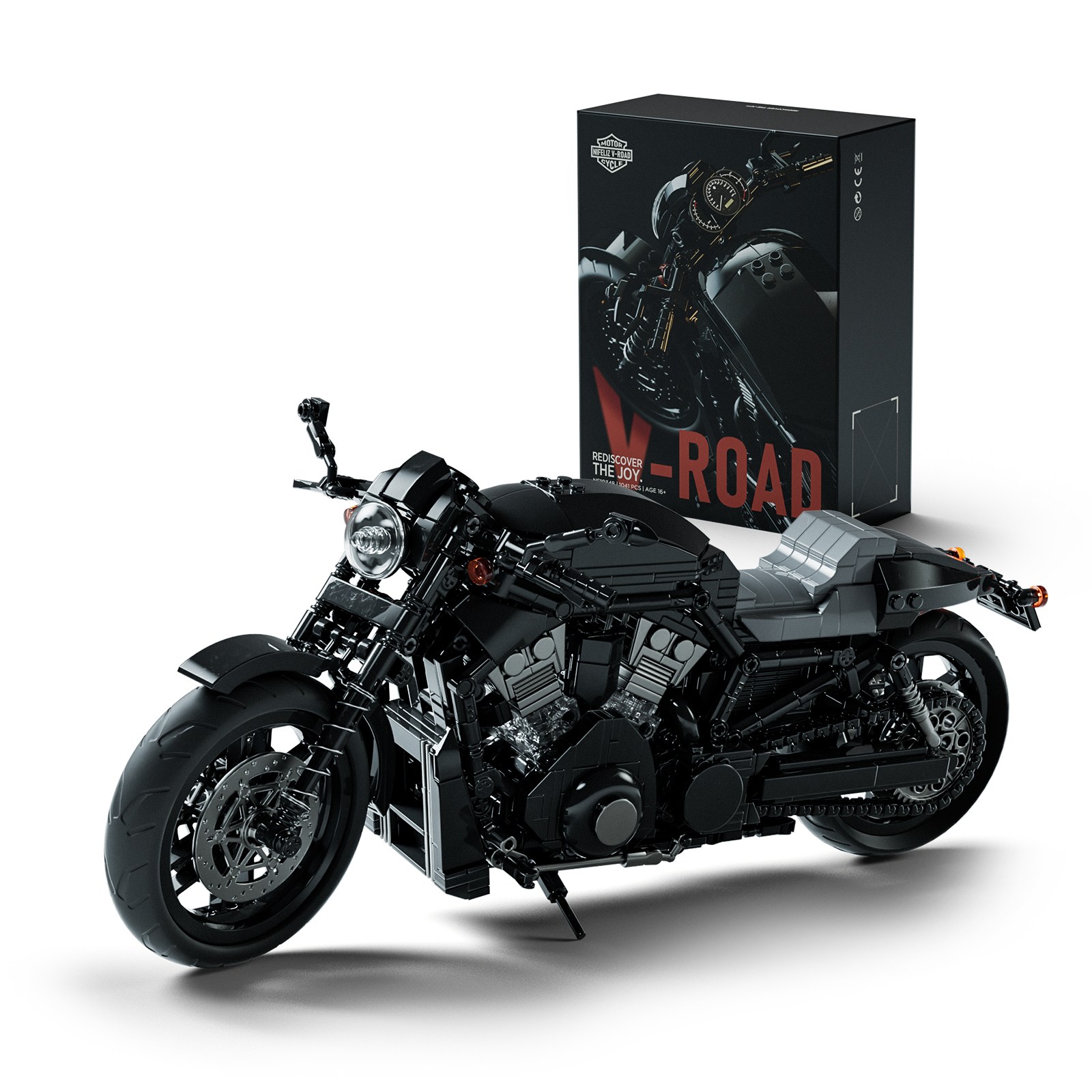 Nifeliz V-Road 오토바이 모델 세트 (14세 이상 성인용) 사실적인 디테일을 갖춘 스트리트 머슬 바이크 조립 세트(1041 PCS NF10348), 1개 102,600원