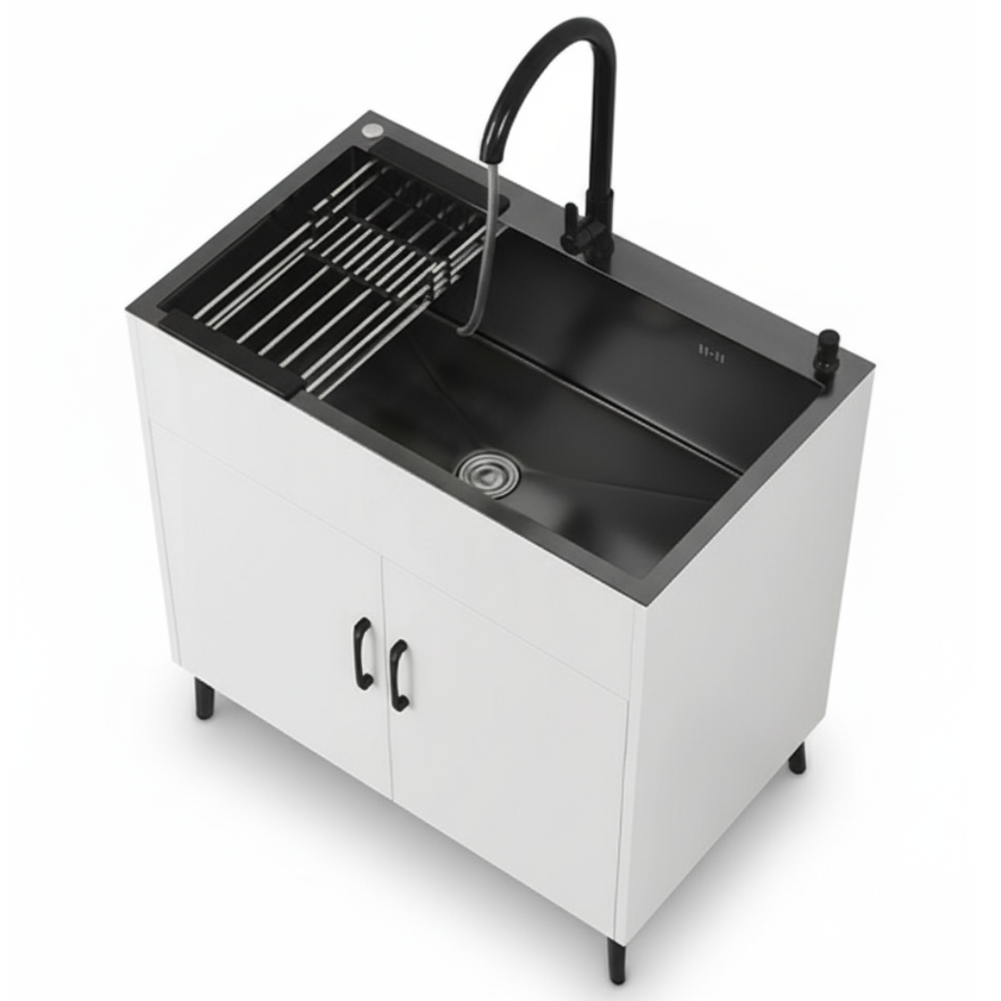 부영키친 세라믹코팅 소형싱크대 간이 씽크대 주빙인테리어 개수대 상판 리모델링 하부장 부엌 사무실, 화이트 178,000원