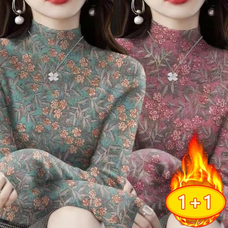 ORZQU 1+1 겨울 중년 여성 슬림핏 폴라폴리스 기모 플라워 긴팔 반하이넥 이너 맨투맨 후리스 따뜻한 레깅스 티셔츠 엄마옷 26,900원