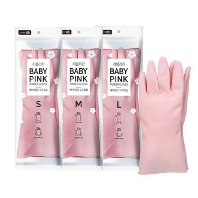미네끄네 다용도고무장갑 명진베이비핑크 고무장갑 대 중 소, 베이비핑크, 소(S), 1개 1,900원