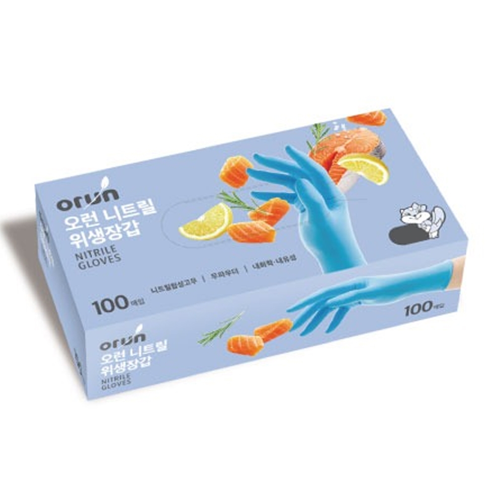 오런 니트릴 위생장갑 일회용 요리장갑 블루 100매 소 중 대 사이즈 8,130원