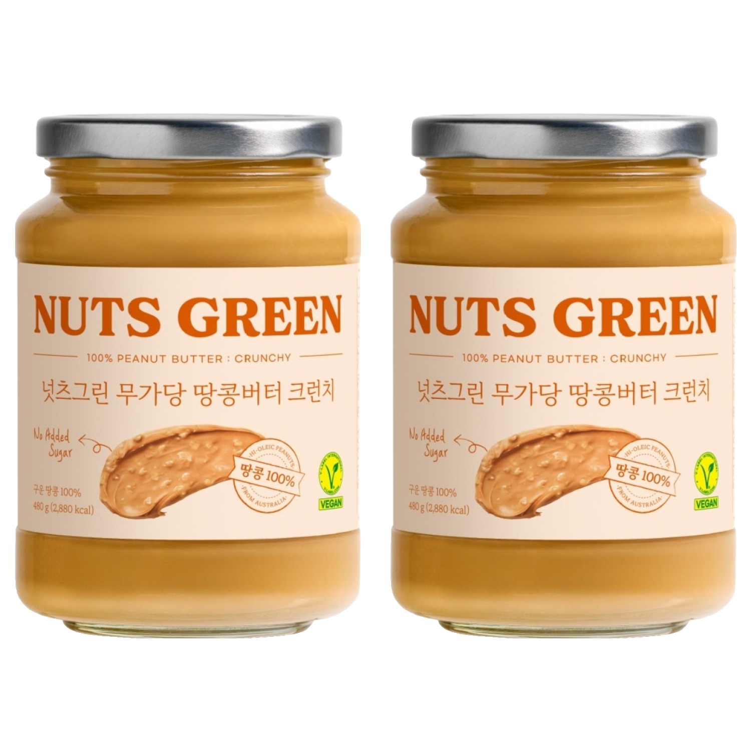 넛츠그린 무가당 땅콩버터 크런치, 480g, 2개 35,600원