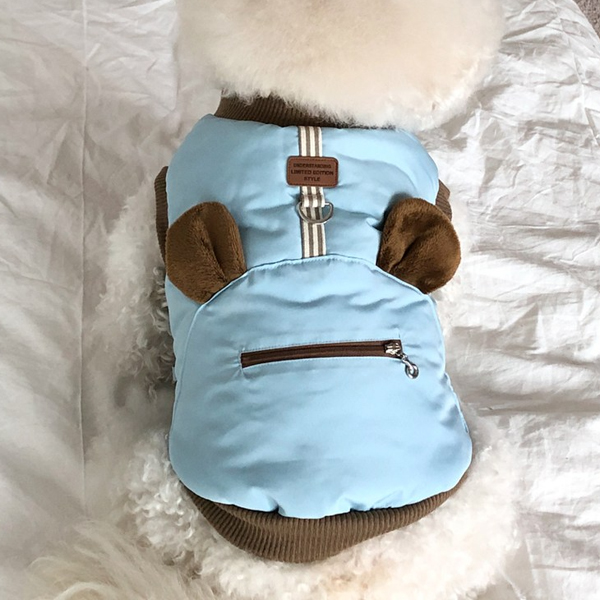 바이담수미 강아지 곰 하네스 패딩, 블루, 1개, 현재가 37,500원