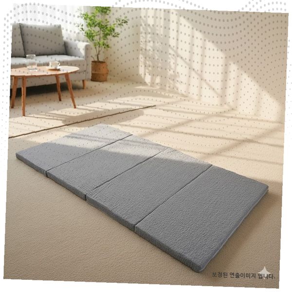 거실 바닥 공간 활용 사단 폴딩 수면 패드 원룸 침구 휴식 공간 두툼한 쿠션, 상세페이지 참조, 4단(중)블랙+방수속커버 98,390원