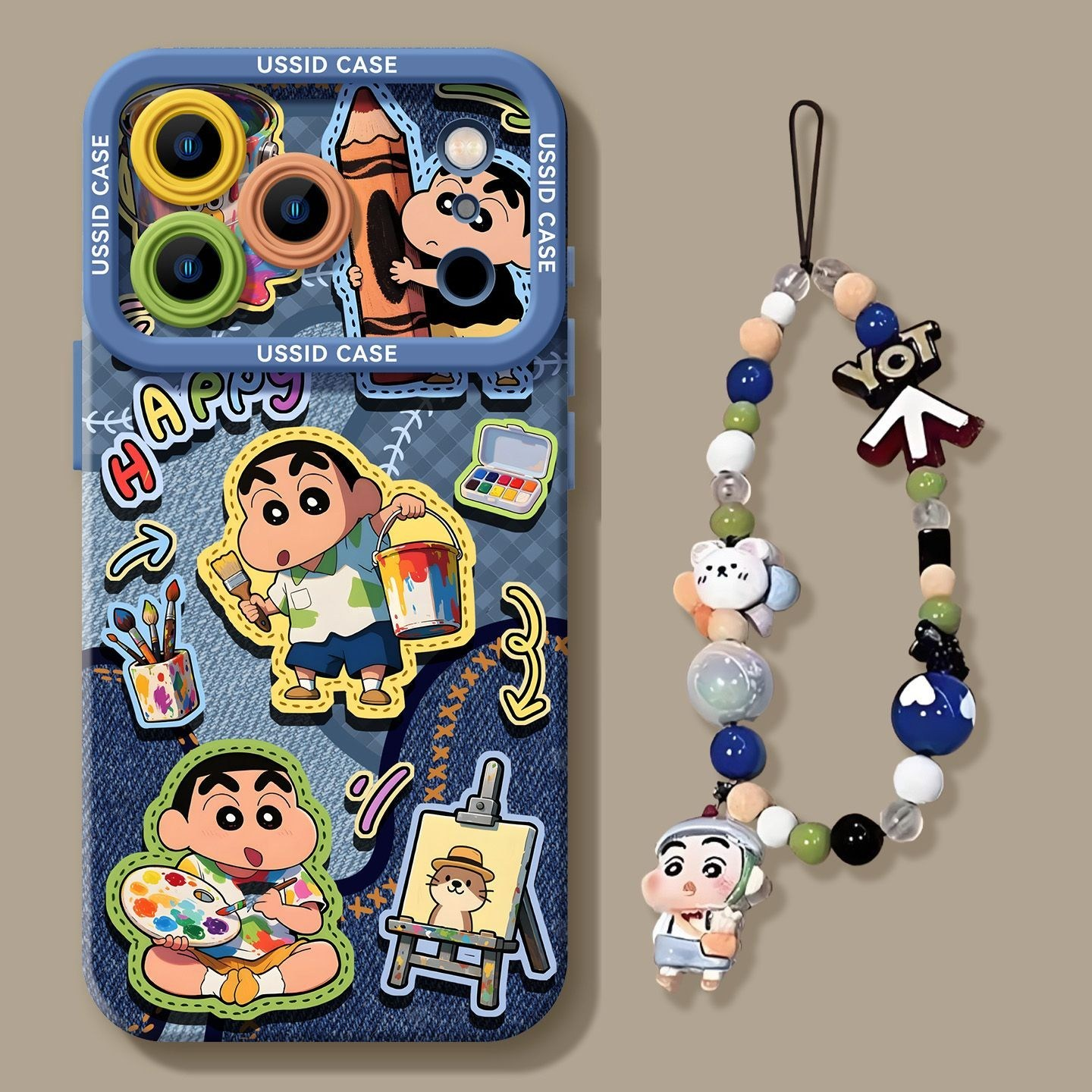 아이폰 전 기종 호환 짱구 캐릭터 케이스 귀여운 실리콘 충격 방지, 크레용신짱 휴대폰 케이스 + 걸이 체인, 1개 15,990원