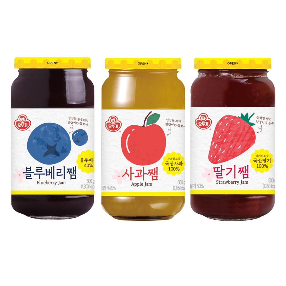 오뚜기 딸기쨈 + 블루베리쨈 + 사과쨈 18,250원