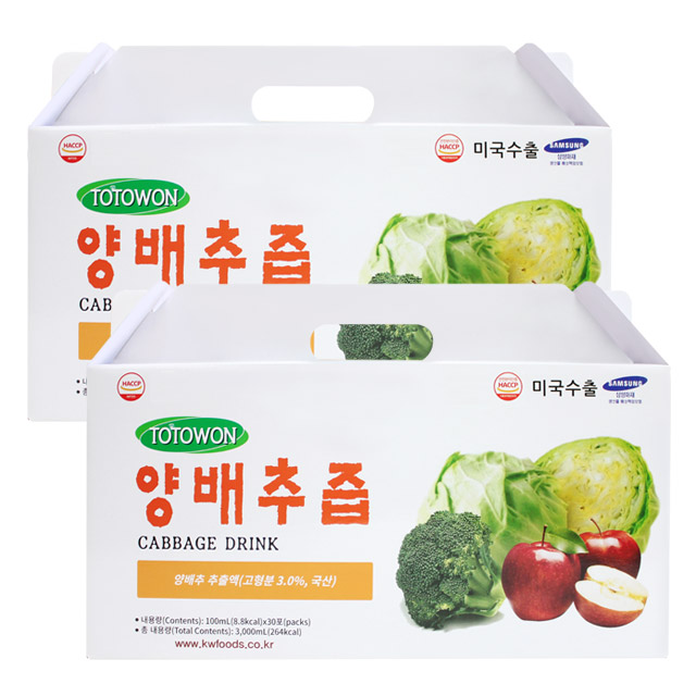 강원식품 양배추즙 100mL 60포, 1세트 (할인중), 1세트, 100ml 30,600원