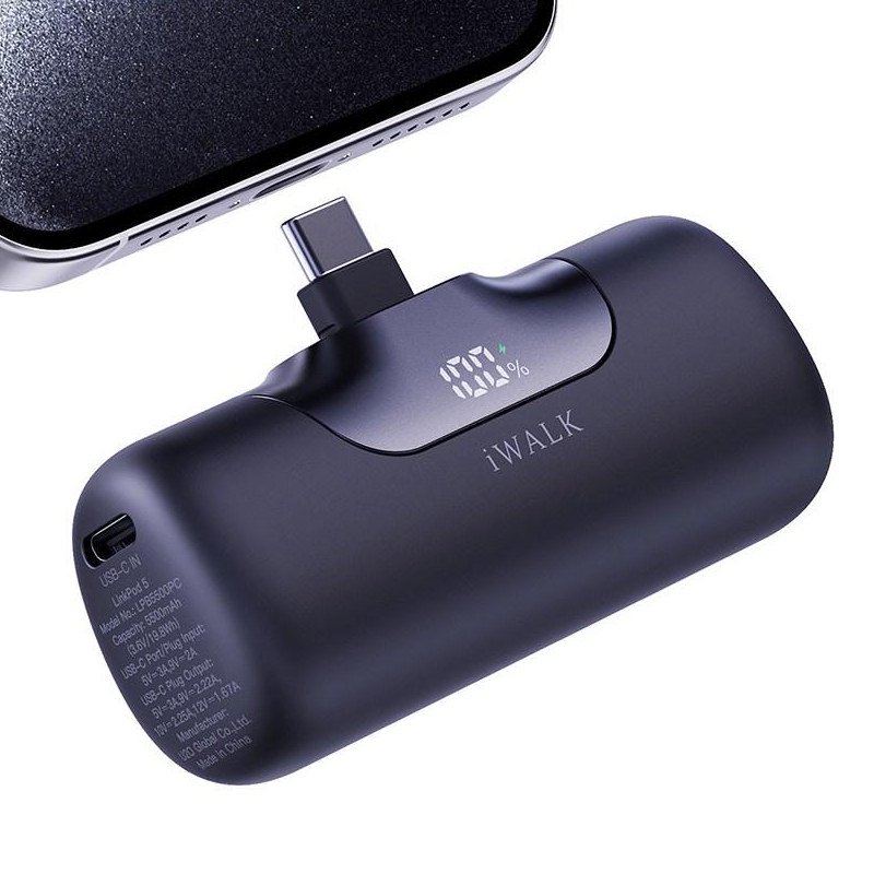 아이워크 iWALK 도킹형 미니 보조배터리 PD 22.5W 초고속충전 5500mAh C타입 일체형 아이폰 갤럭시 휴대용 LED잔량표시, 블랙 49,900원