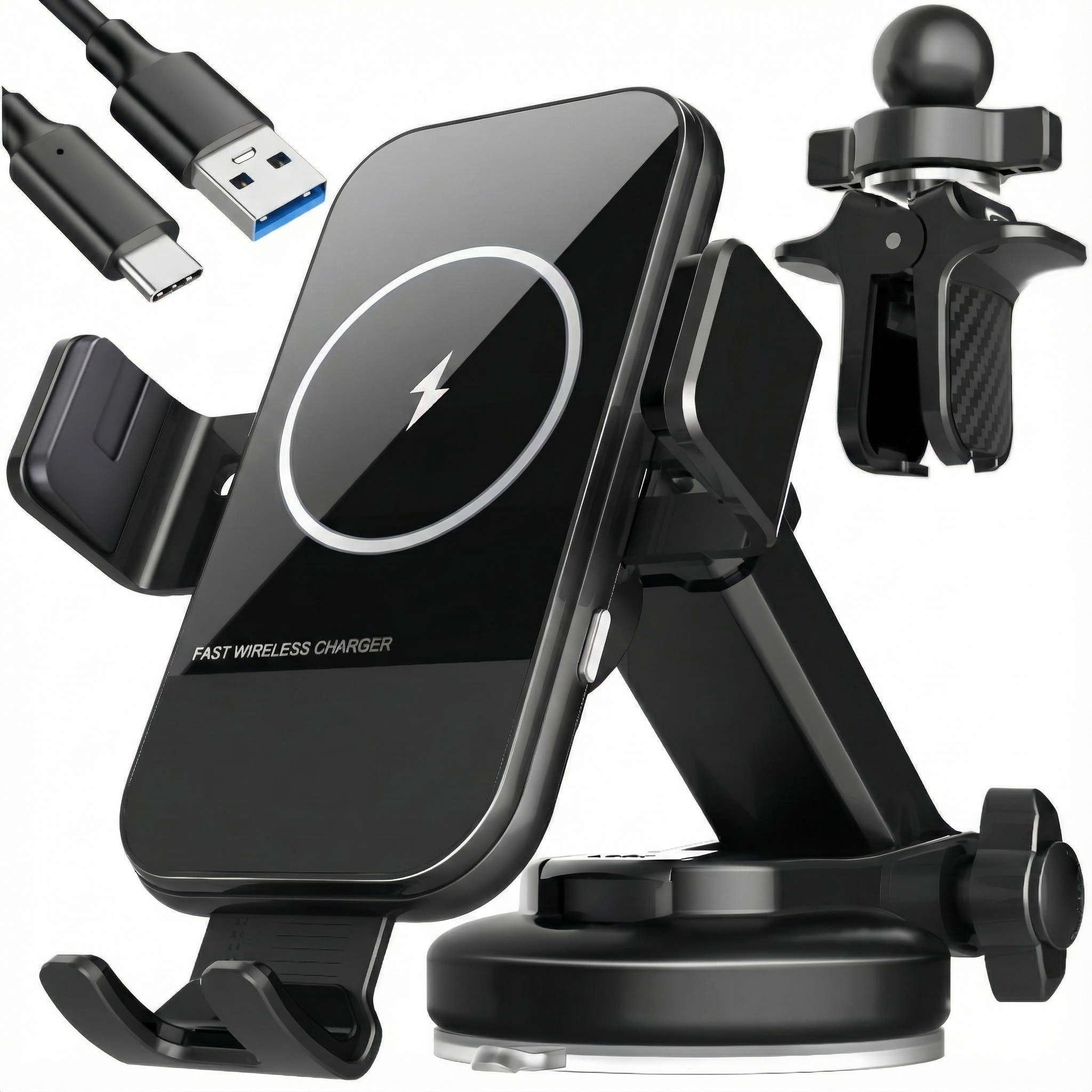 7.1cm 대왕흡착판 15W 차량용 고속 무선충전 거치대 (트럭/화물차/택시/포터2 추천) 강력고정 YITUMU 25,730원