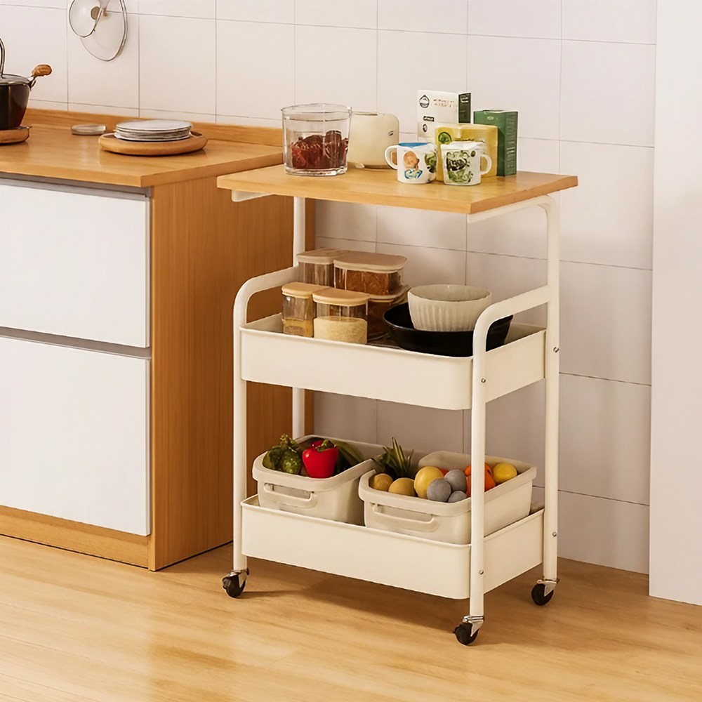 라온프리 이동식 3단 트롤리, 우드 19,750원